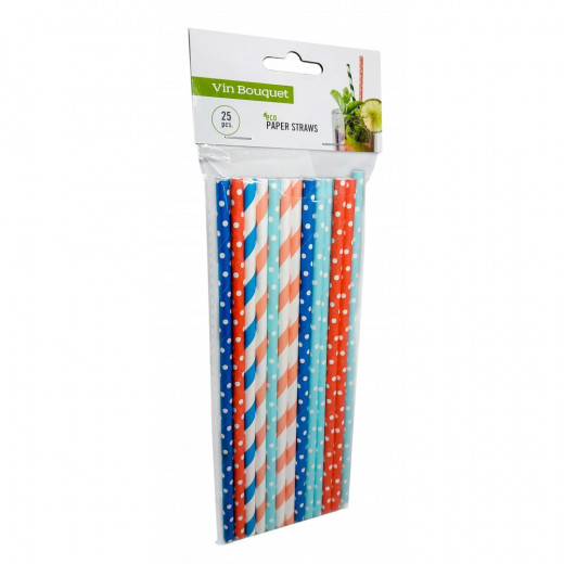 Pailles écologiques en papier (lot de 25) Multicolores FIK458