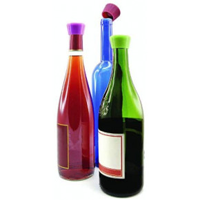 Bouchon vin stoppeur en silicone couleur - lot de 2