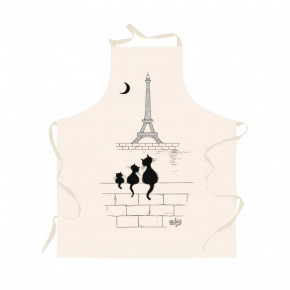Tablier Chat Tour Eiffel Ecru Dubout 100% coton